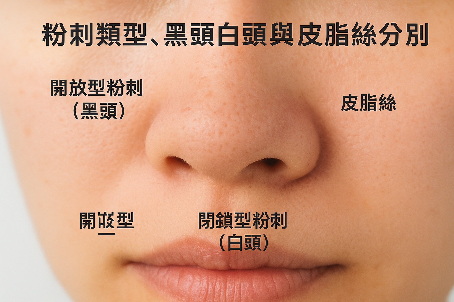 粉刺類型、黑頭白頭與皮脂絲分別