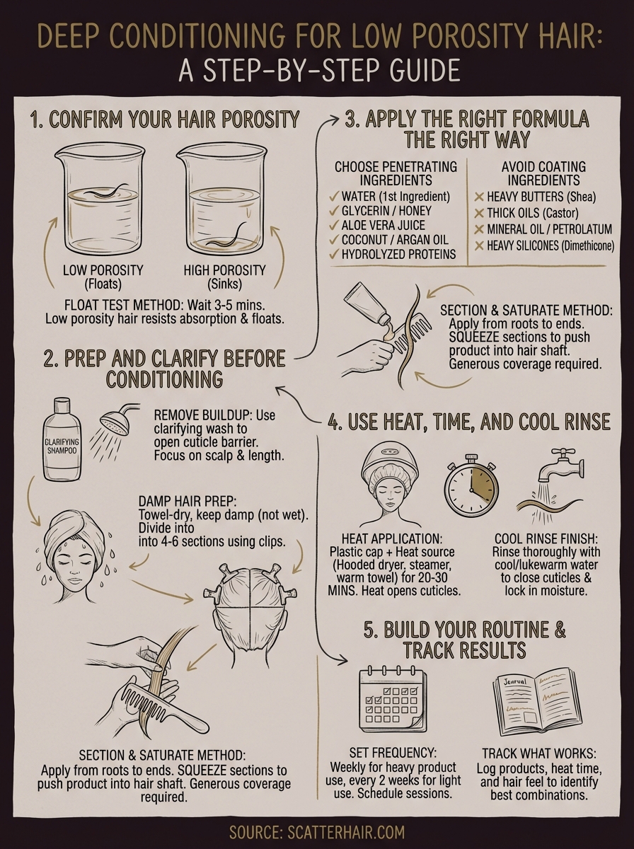 deep conditioning for low porosity hair infographic