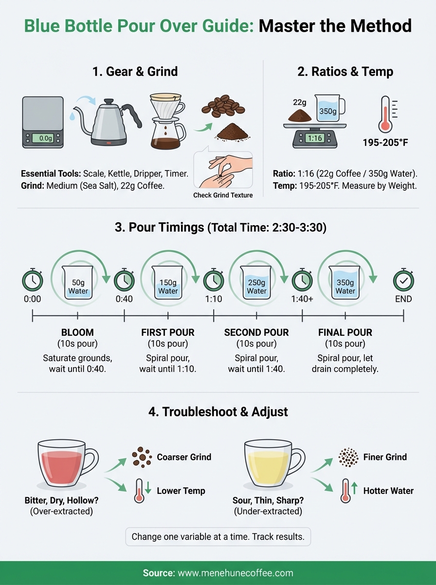 blue bottle pour over guide infographic