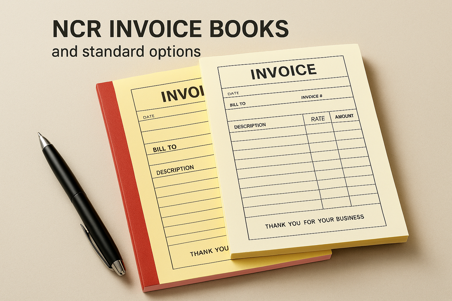 NCR invoice books and standard options