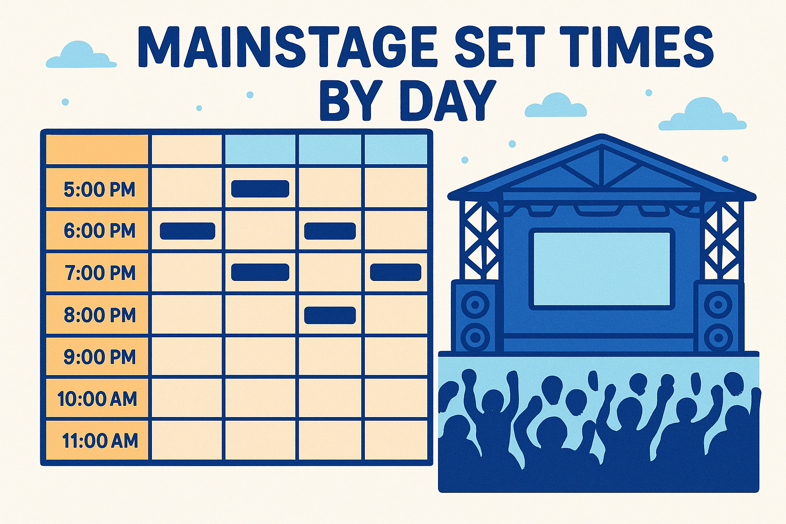 Mainstage set times by day