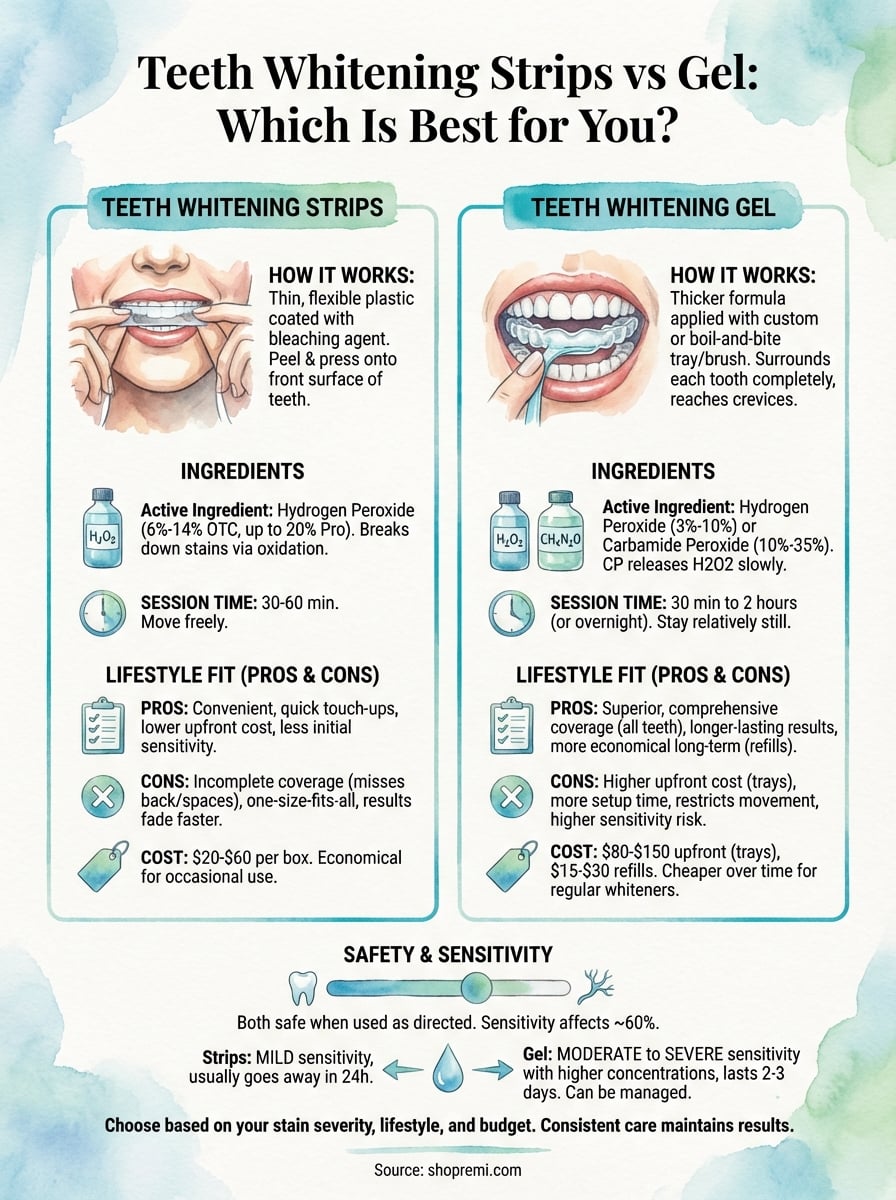 teeth whitening strips vs gel infographic