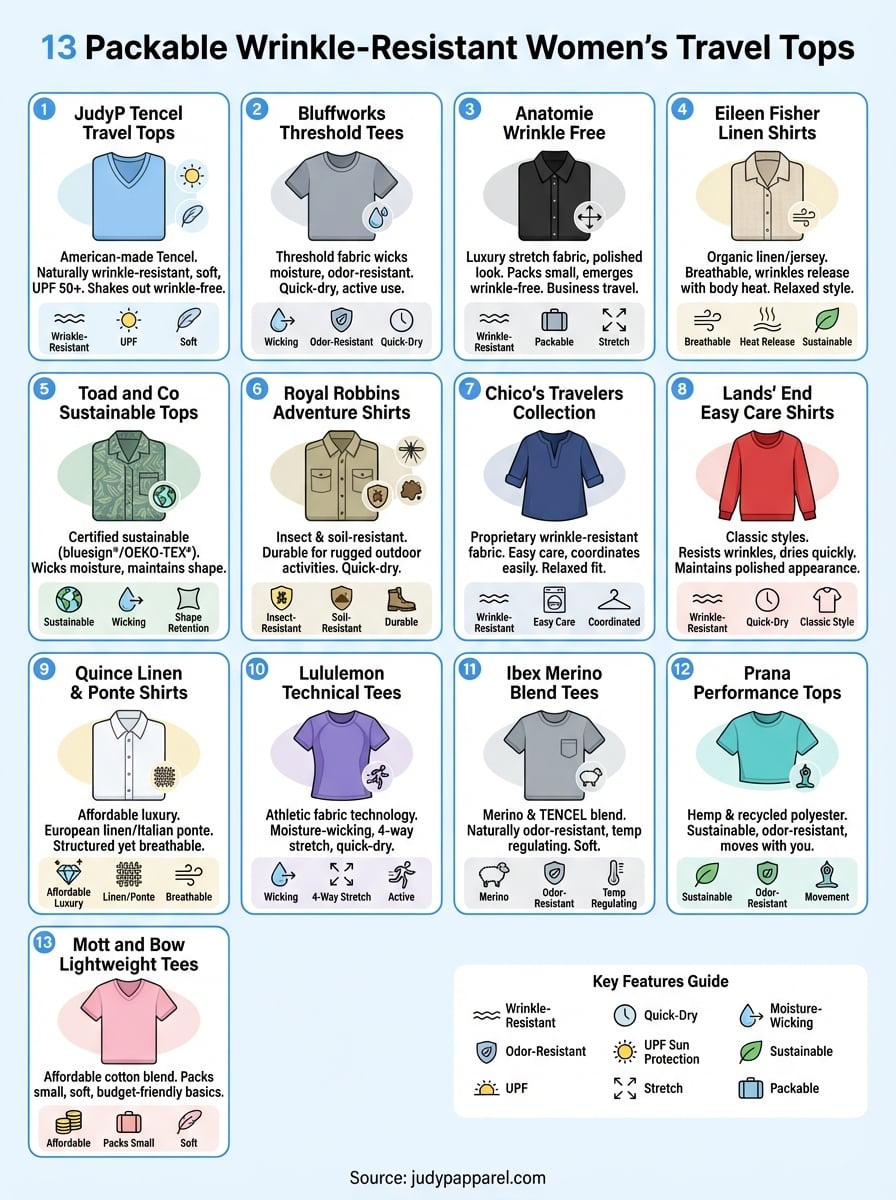 women’s tops for travel infographic