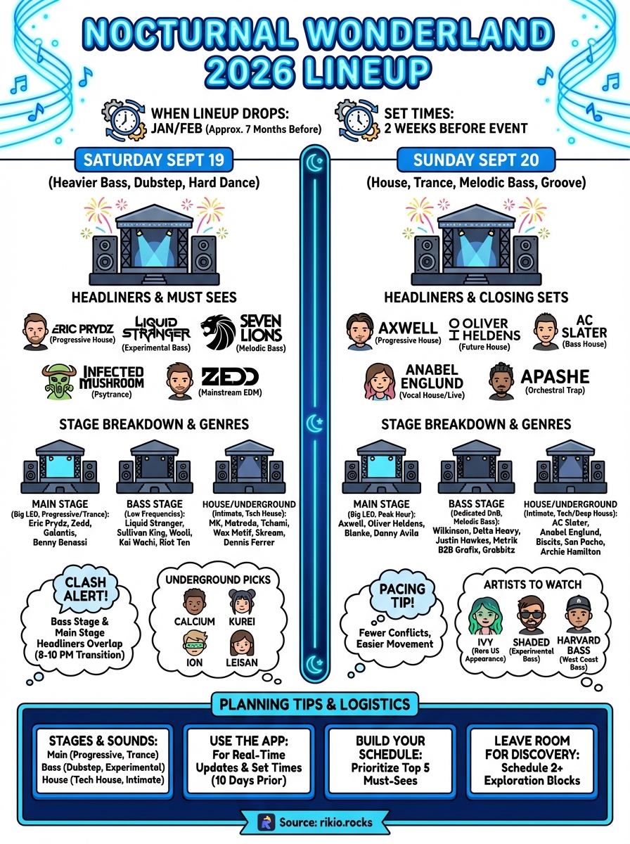 nocturnal wonderland lineup infographic