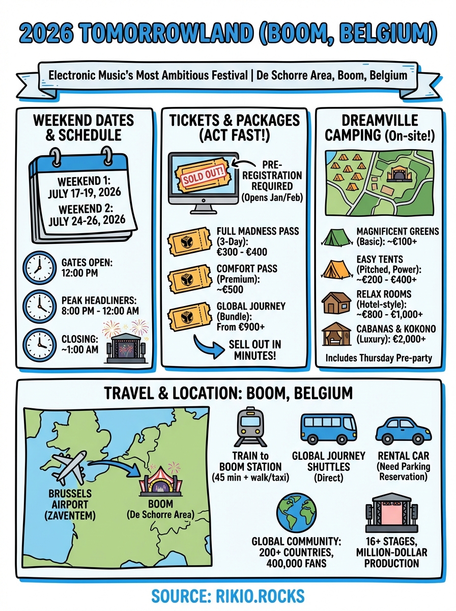 2026 tomorrowland (boom, belgium) infographic