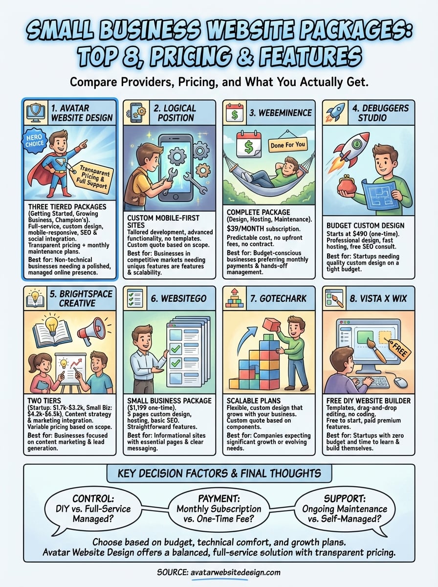 small business website packages infographic