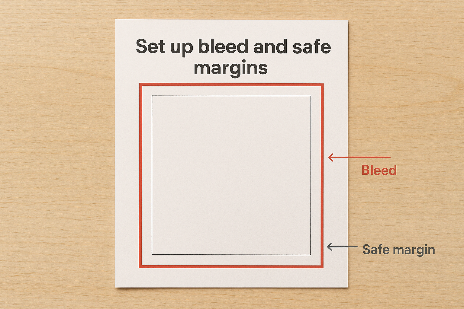 Set up bleed and safe margins