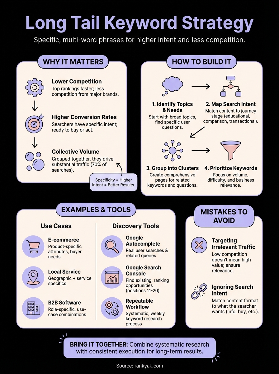 long tail keyword strategy infographic