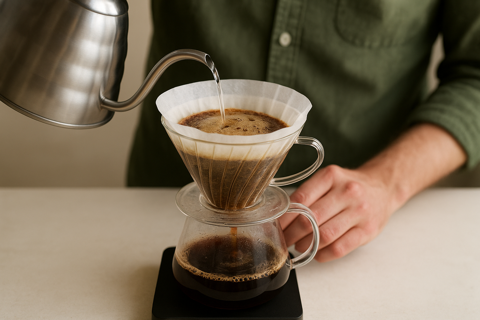 Bloom the coffee grounds