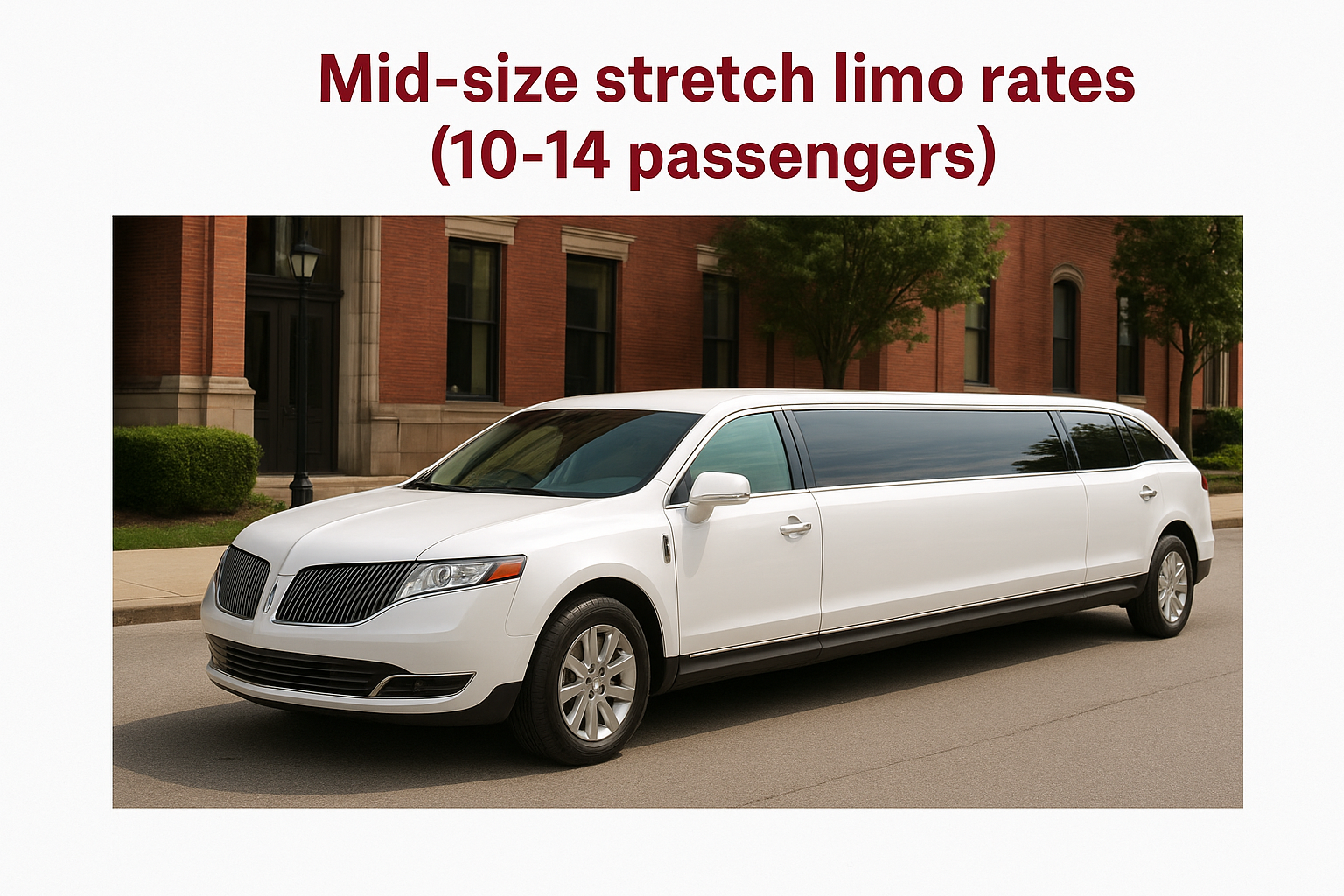 Mid-size stretch limo rates (10-14 passengers)
