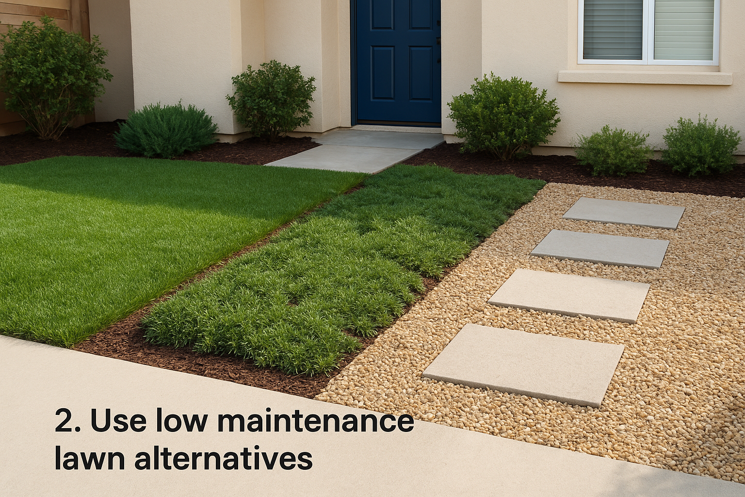 2. Use low maintenance lawn alternatives