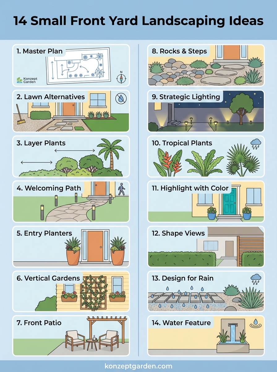 small front yard landscaping ideas infographic