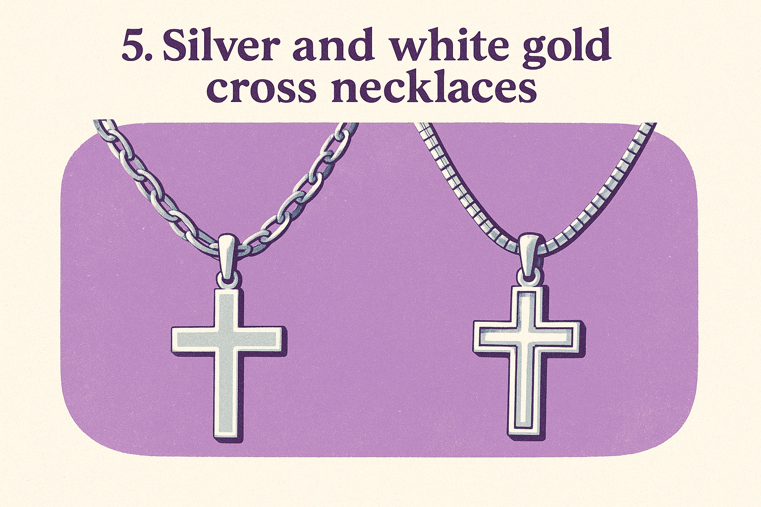 5. Silver and white gold cross necklaces
