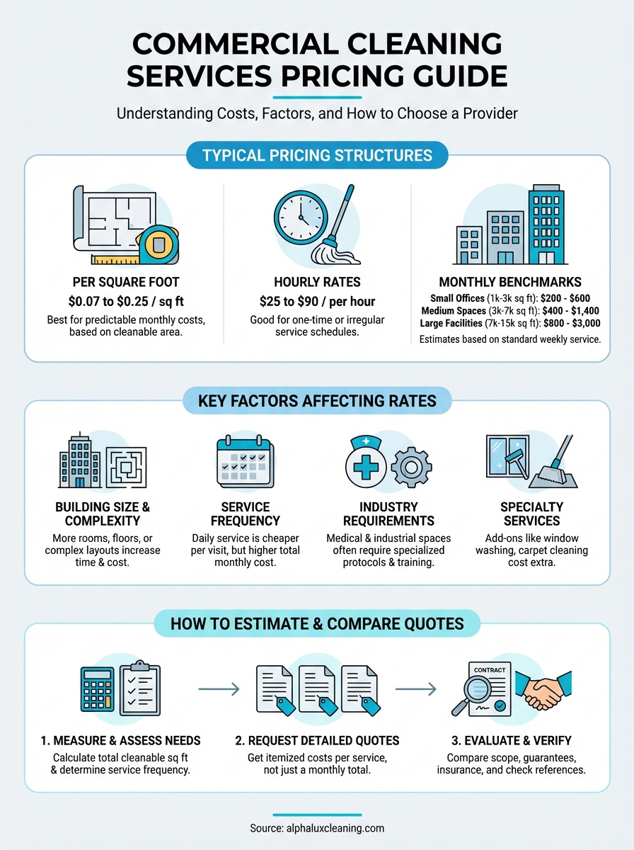 commercial cleaning services pricing infographic