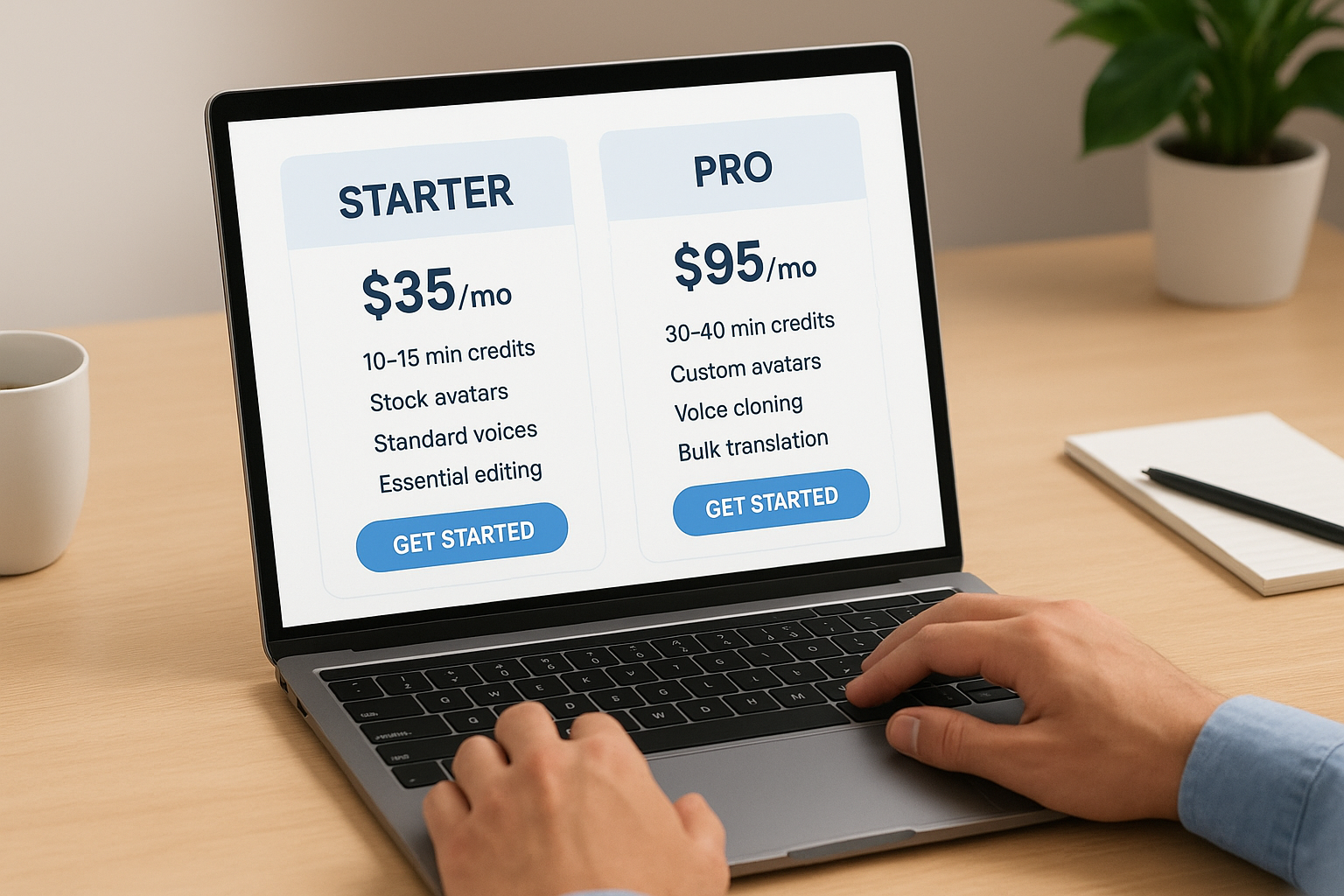 Compare starter and pro subscriptions