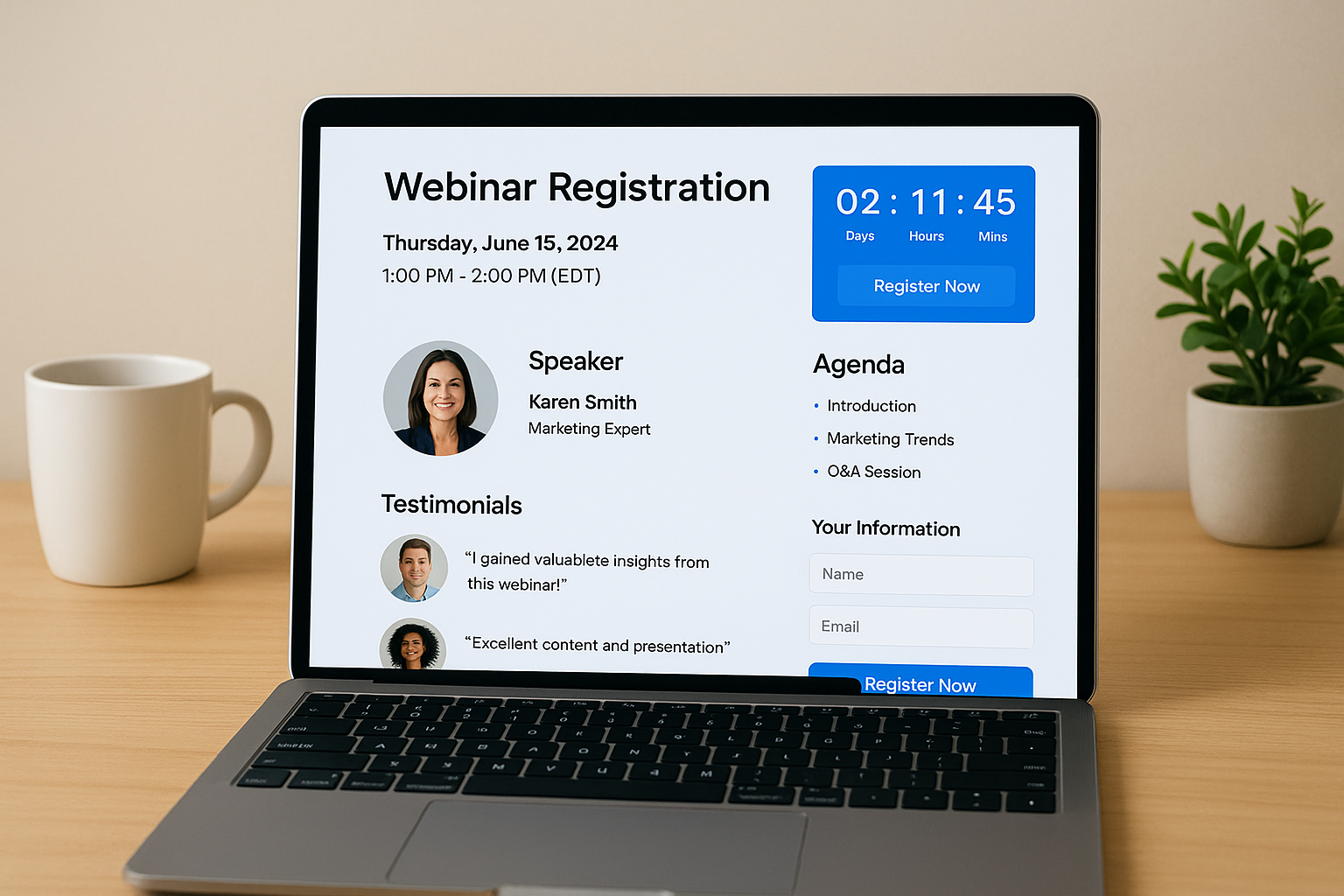 5. Wix webinar registration page