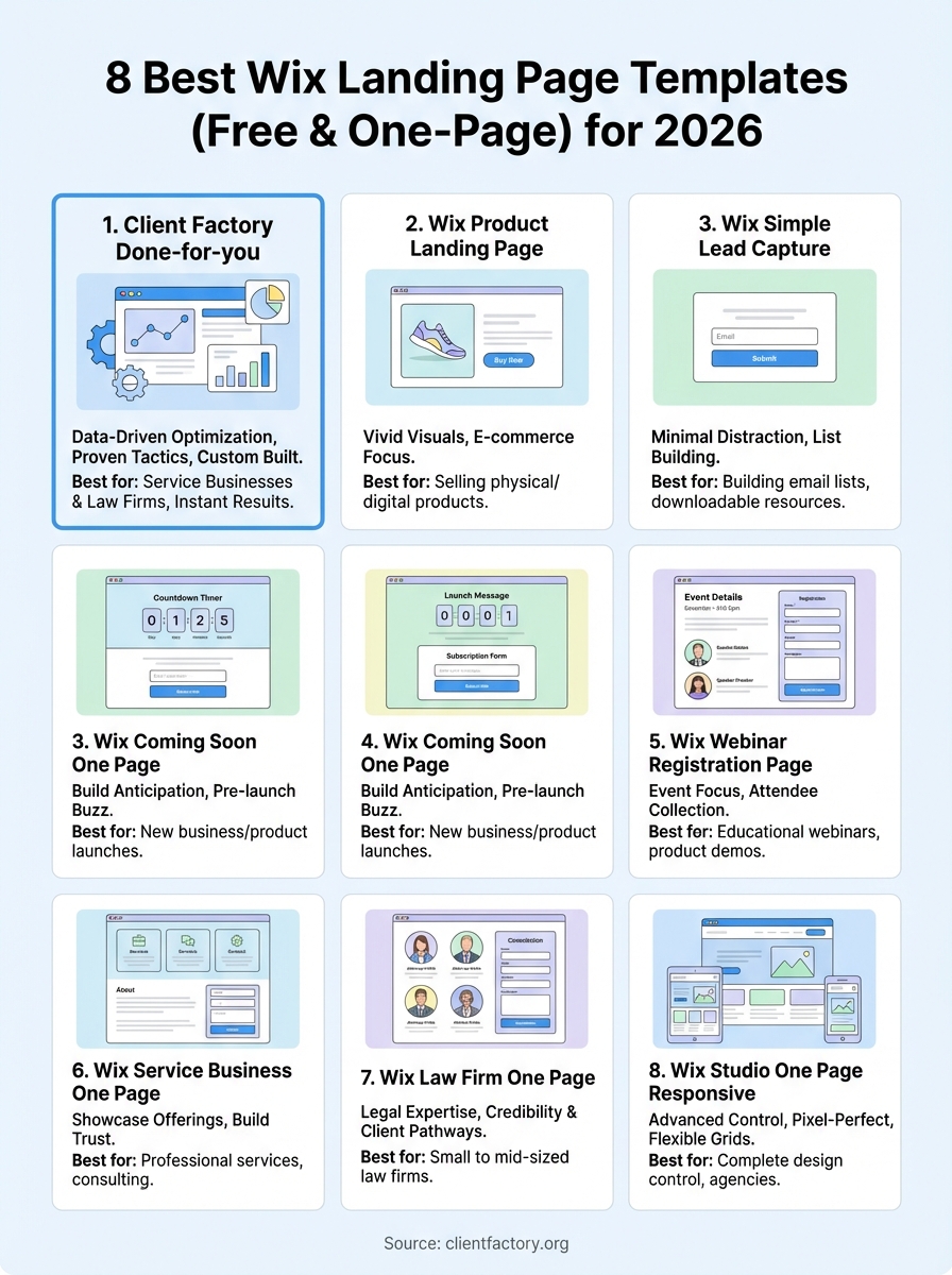wix landing page templates infographic
