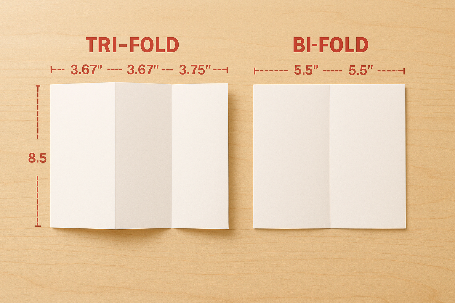 Tri fold and bi fold panel dimensions