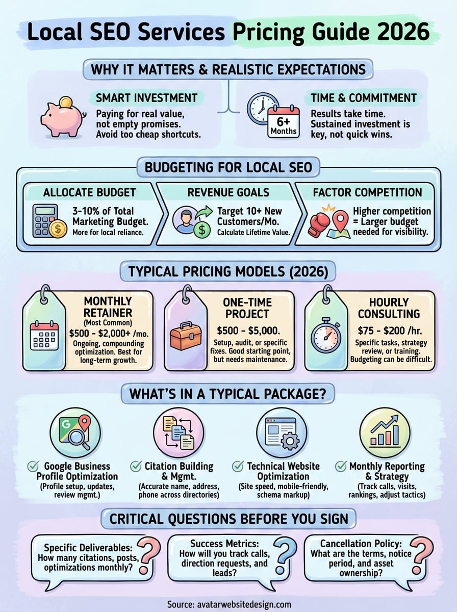 local seo services pricing infographic