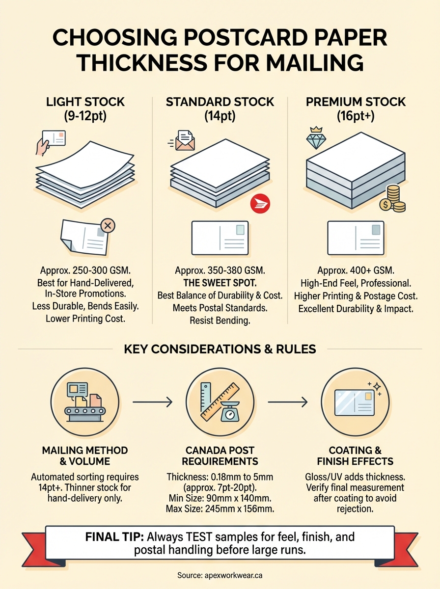 postcard paper thickness infographic