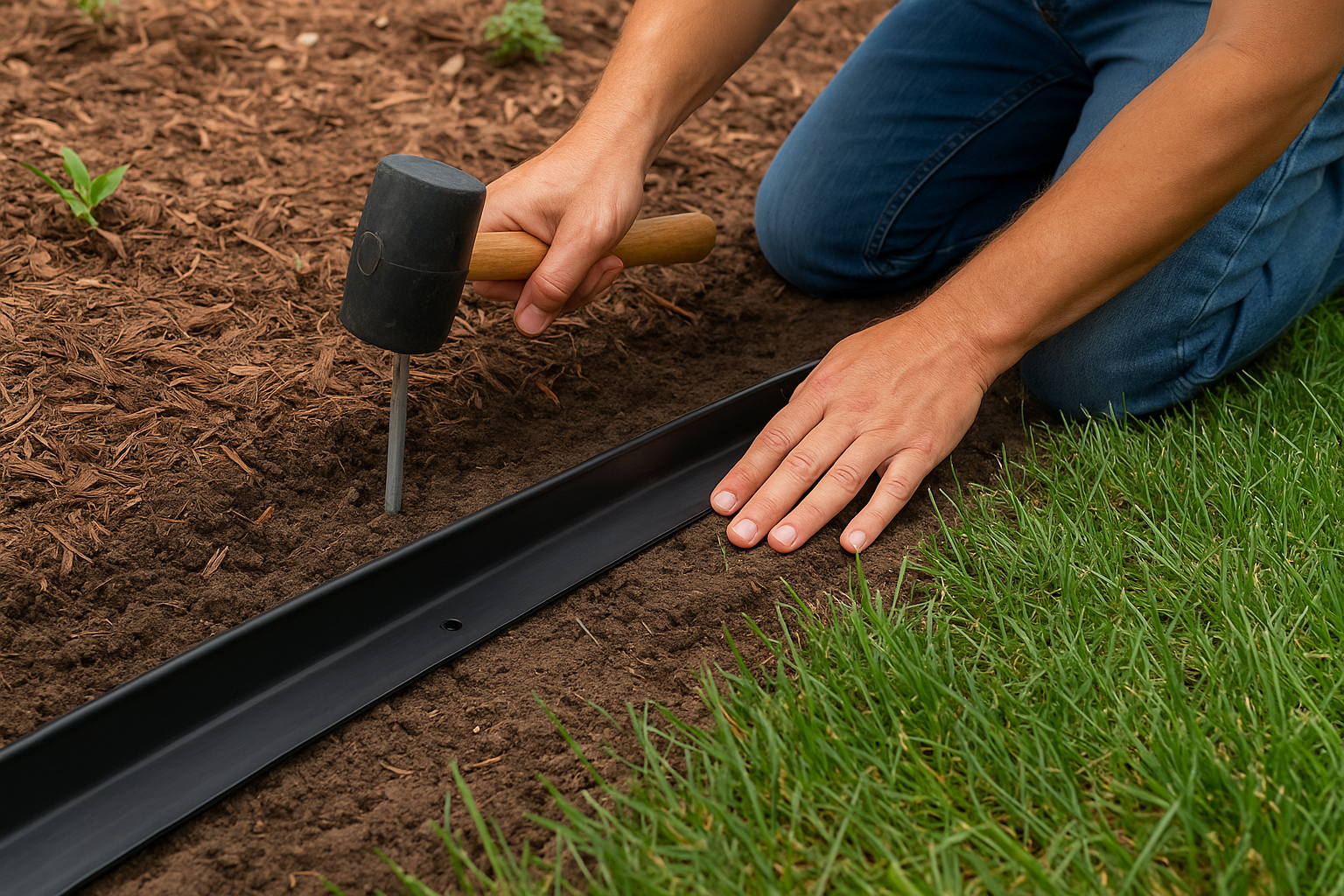 Install plastic and metal edging