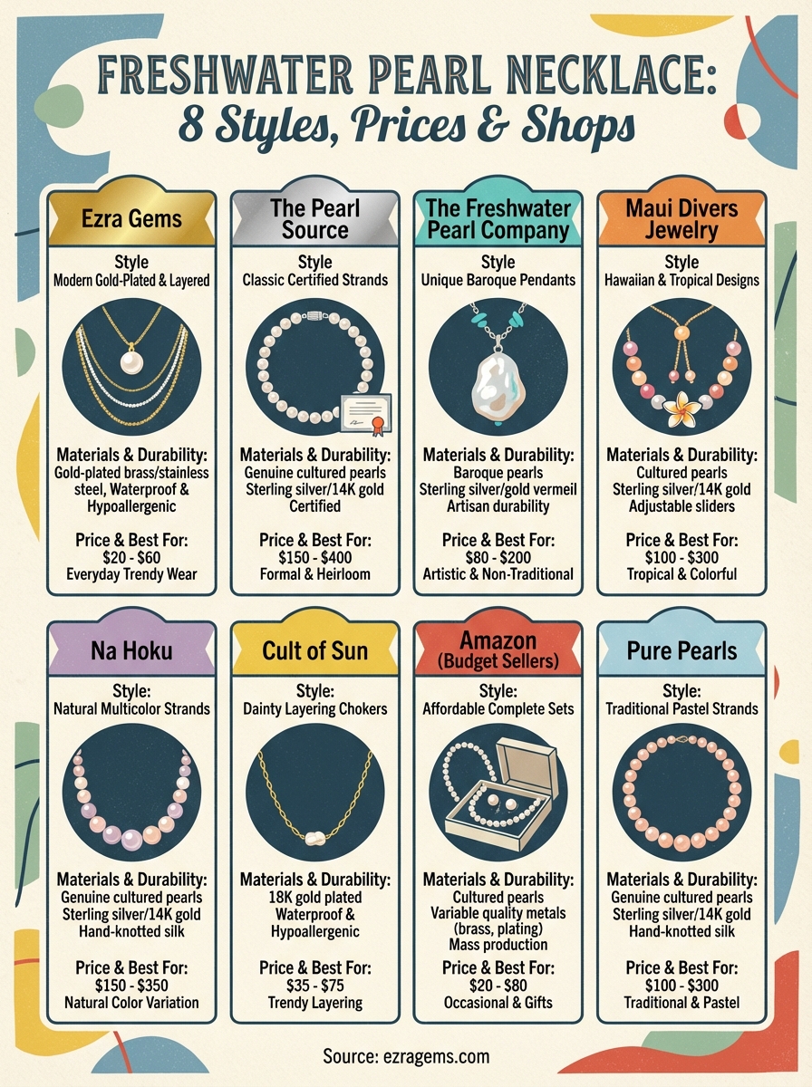 freshwater pearl necklace infographic