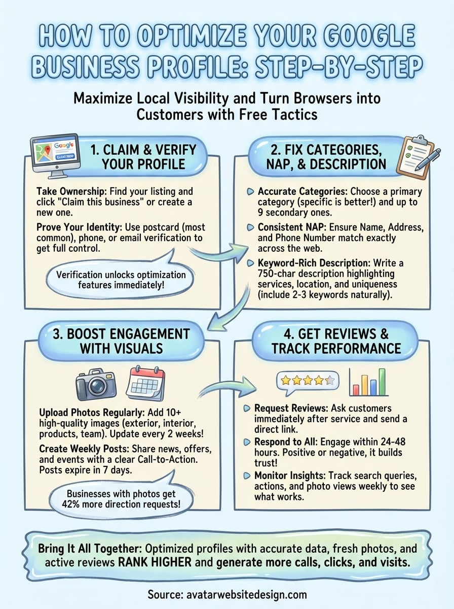 how to optimize google business profile infographic