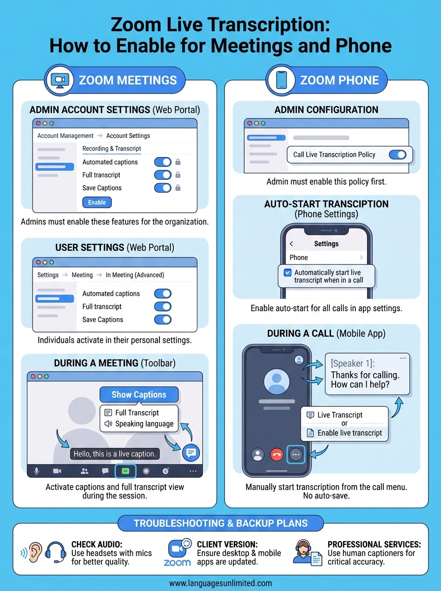 zoom live transcription infographic
