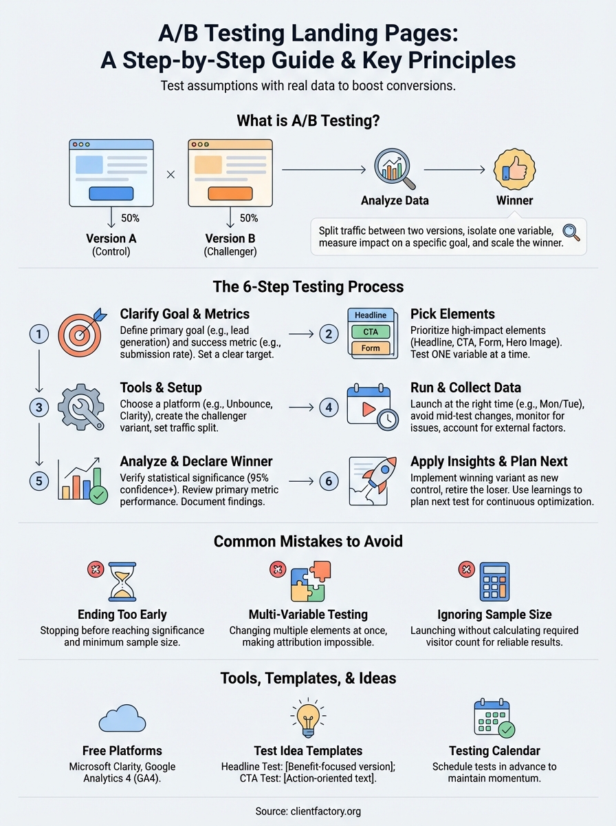 a/b testing landing pages infographic