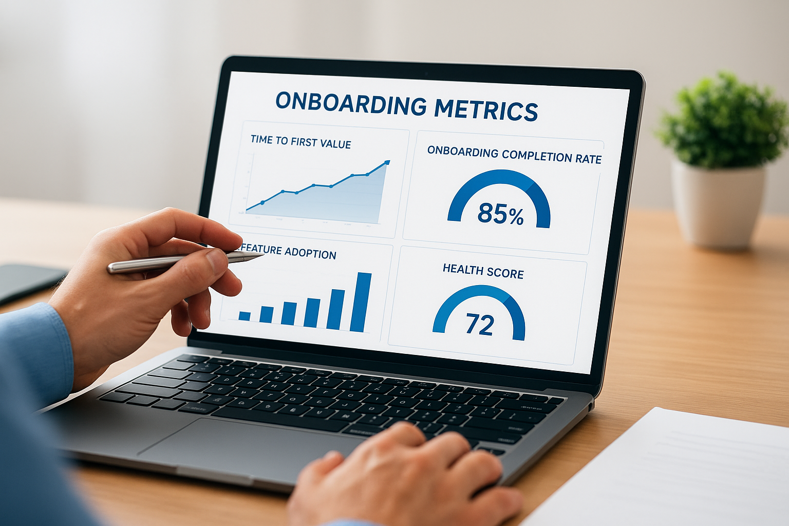 Track key onboarding metrics and health scores