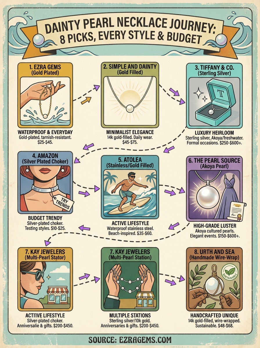 dainty pearl necklace infographic