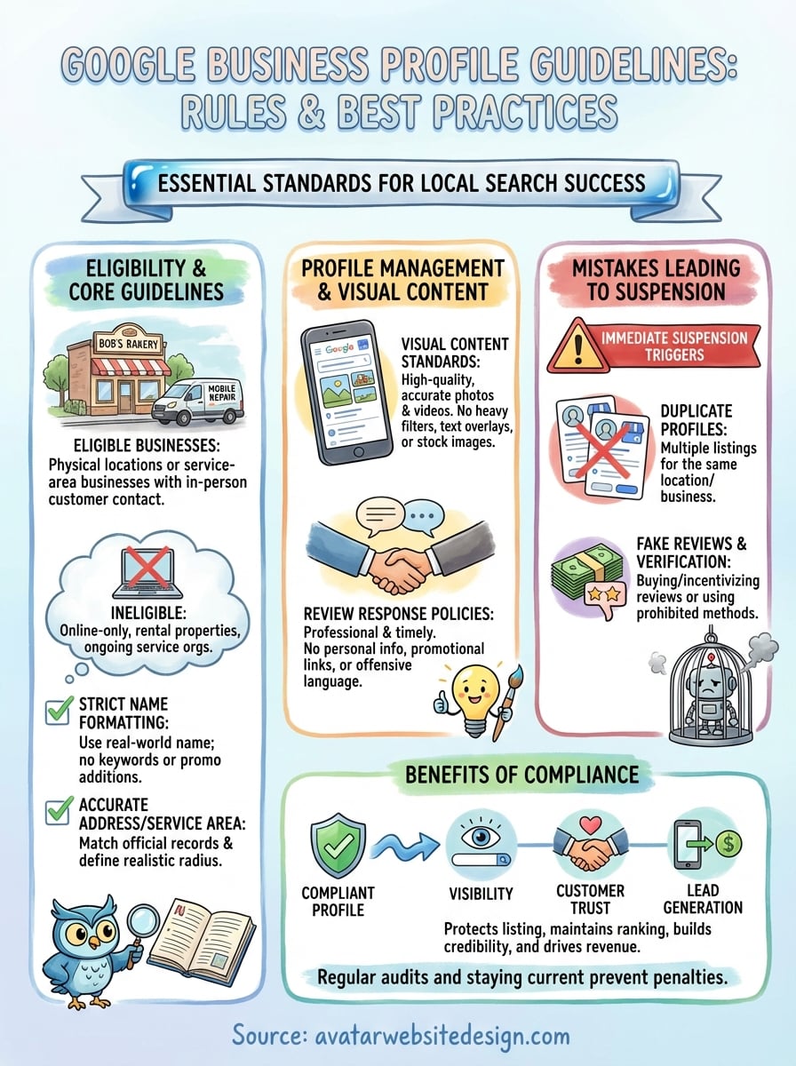 google business profile guidelines infographic