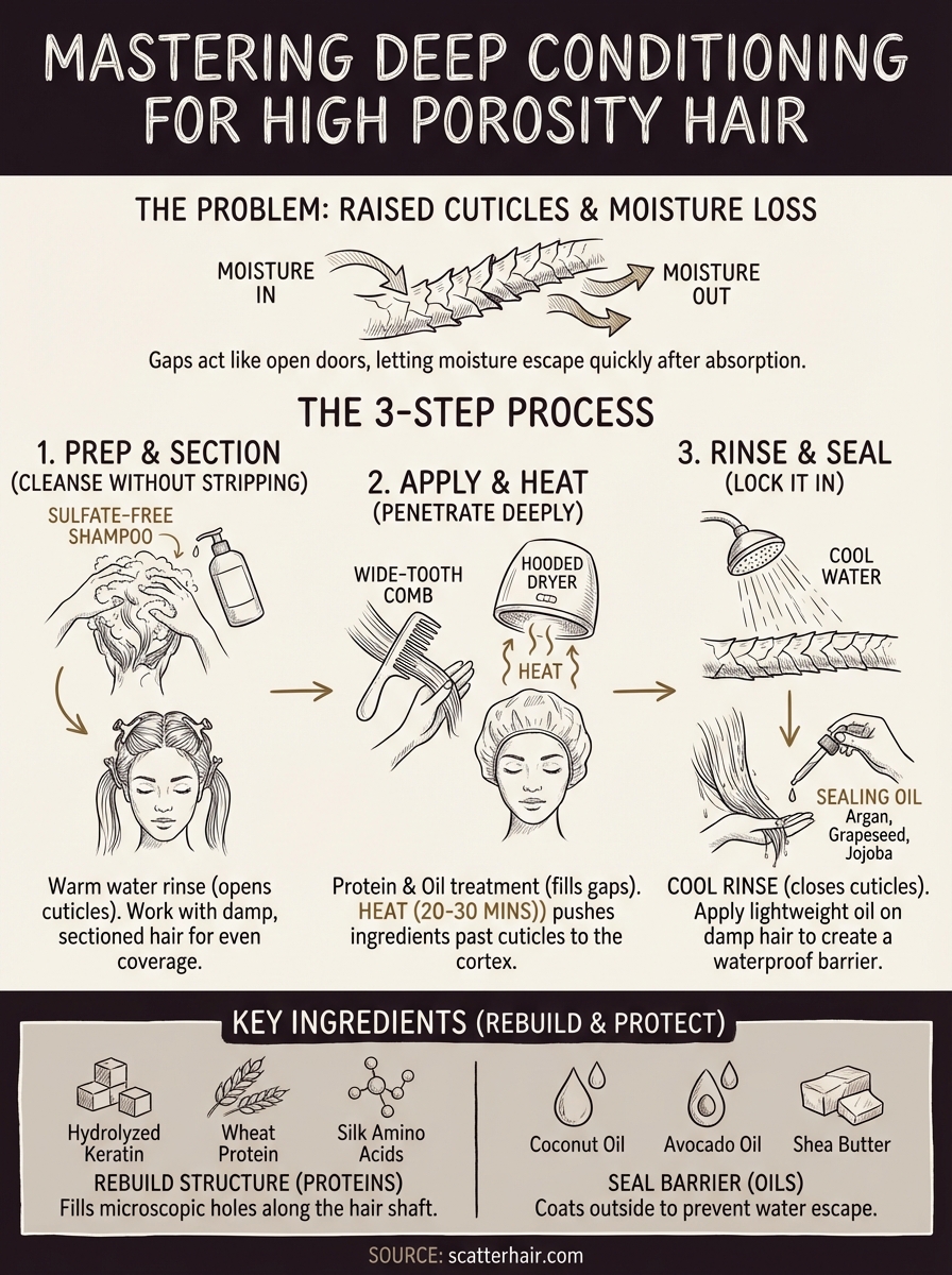 deep conditioning for high porosity hair infographic
