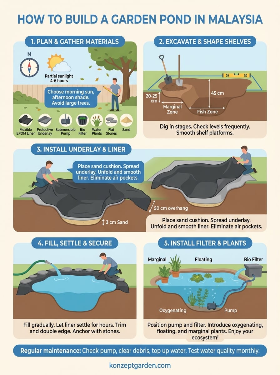 how to build a garden pond infographic