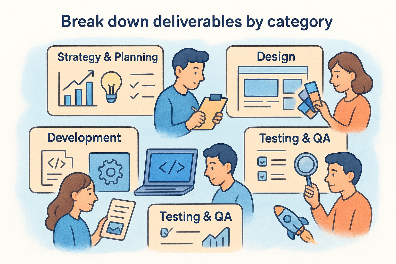 Break down deliverables by category