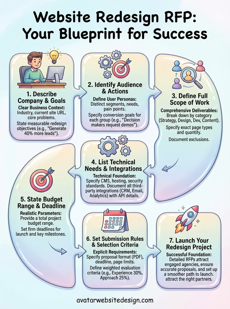 website redesign rfp template infographic
