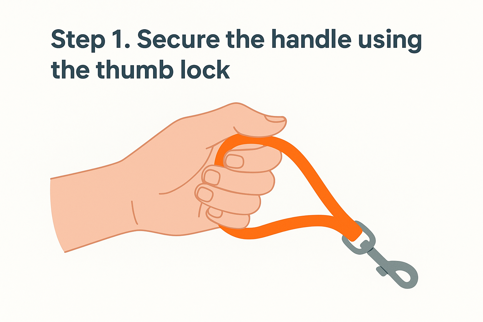 Step 1. Secure the handle using the thumb lock