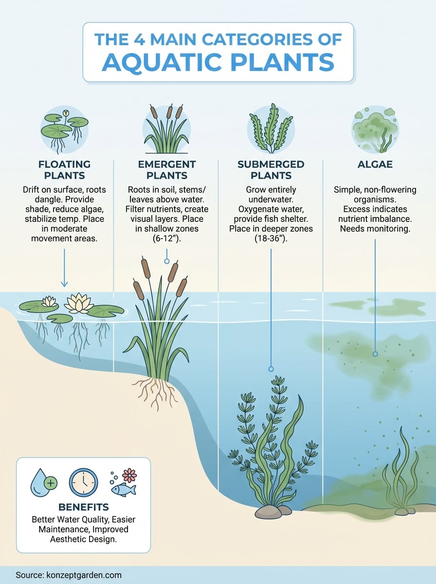 types of aquatic plants infographic