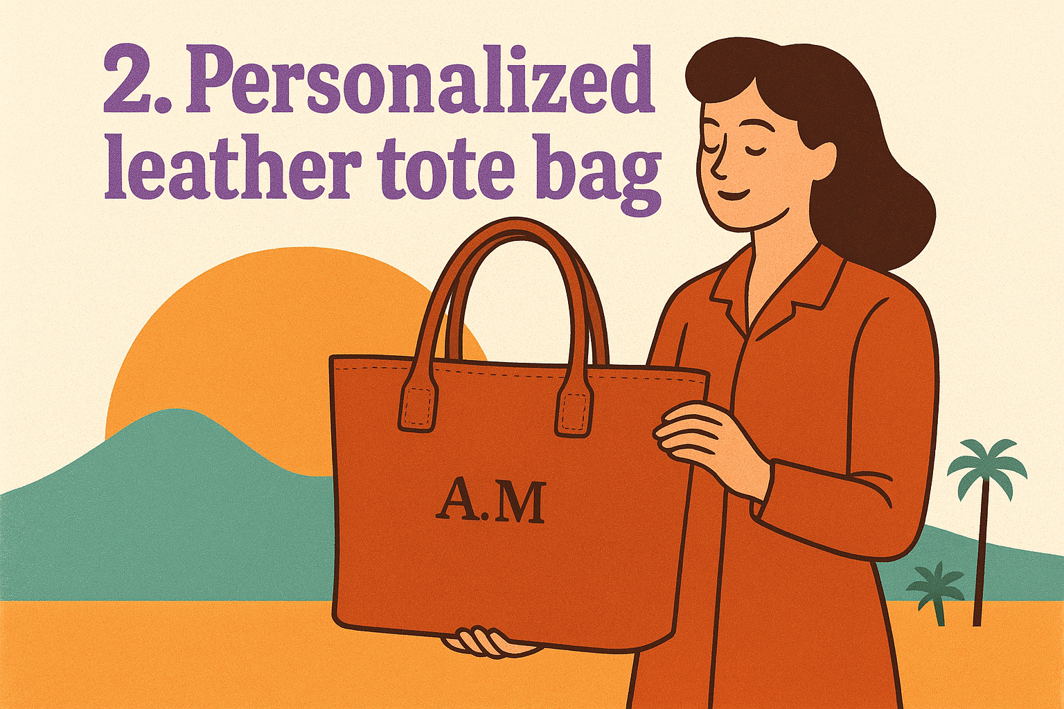 2. Personalized leather tote bag