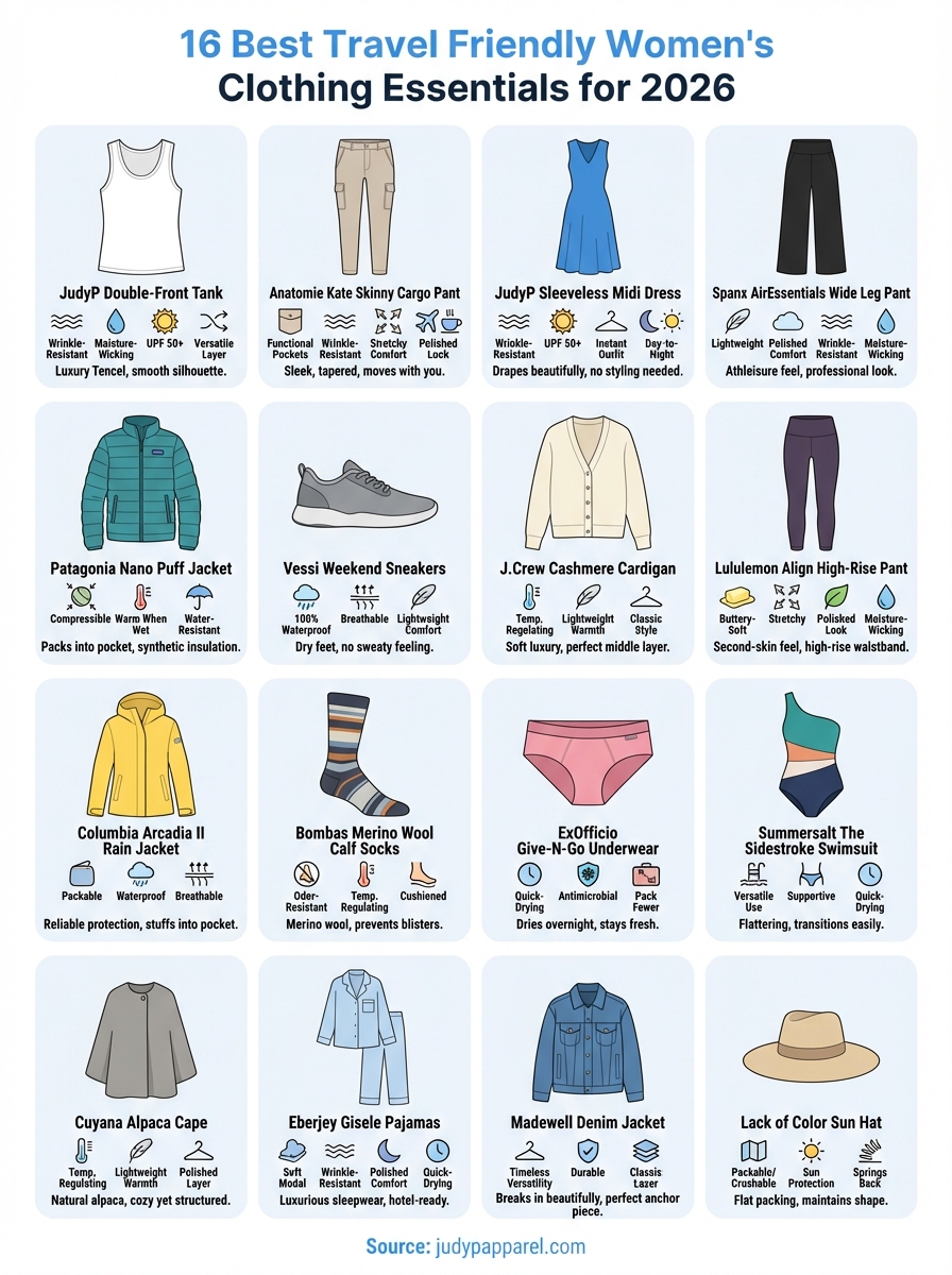 travel friendly women’s clothing infographic