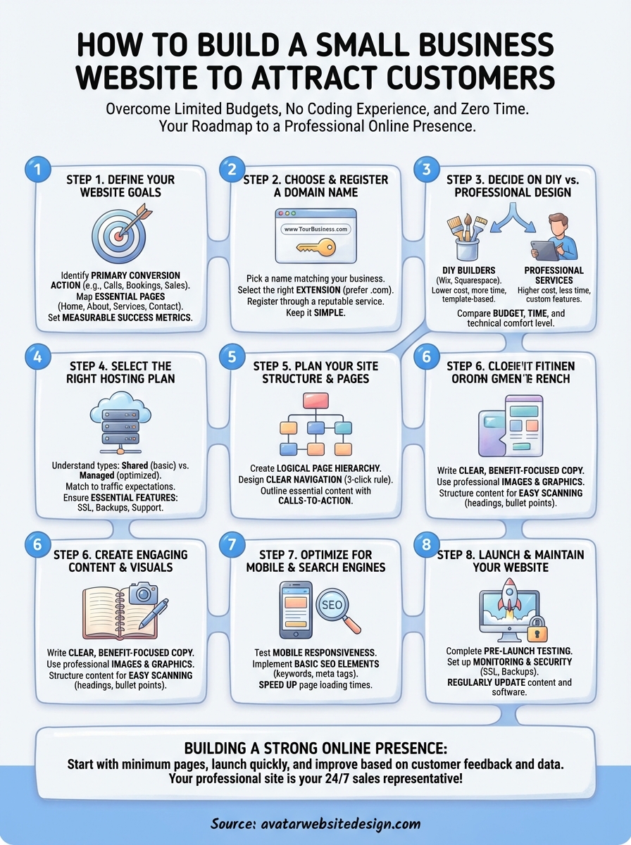how to build a small business website infographic
