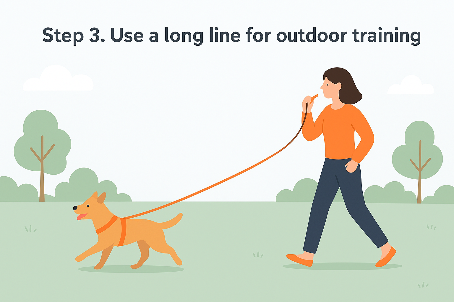 Step 3. Use a long line for outdoor training