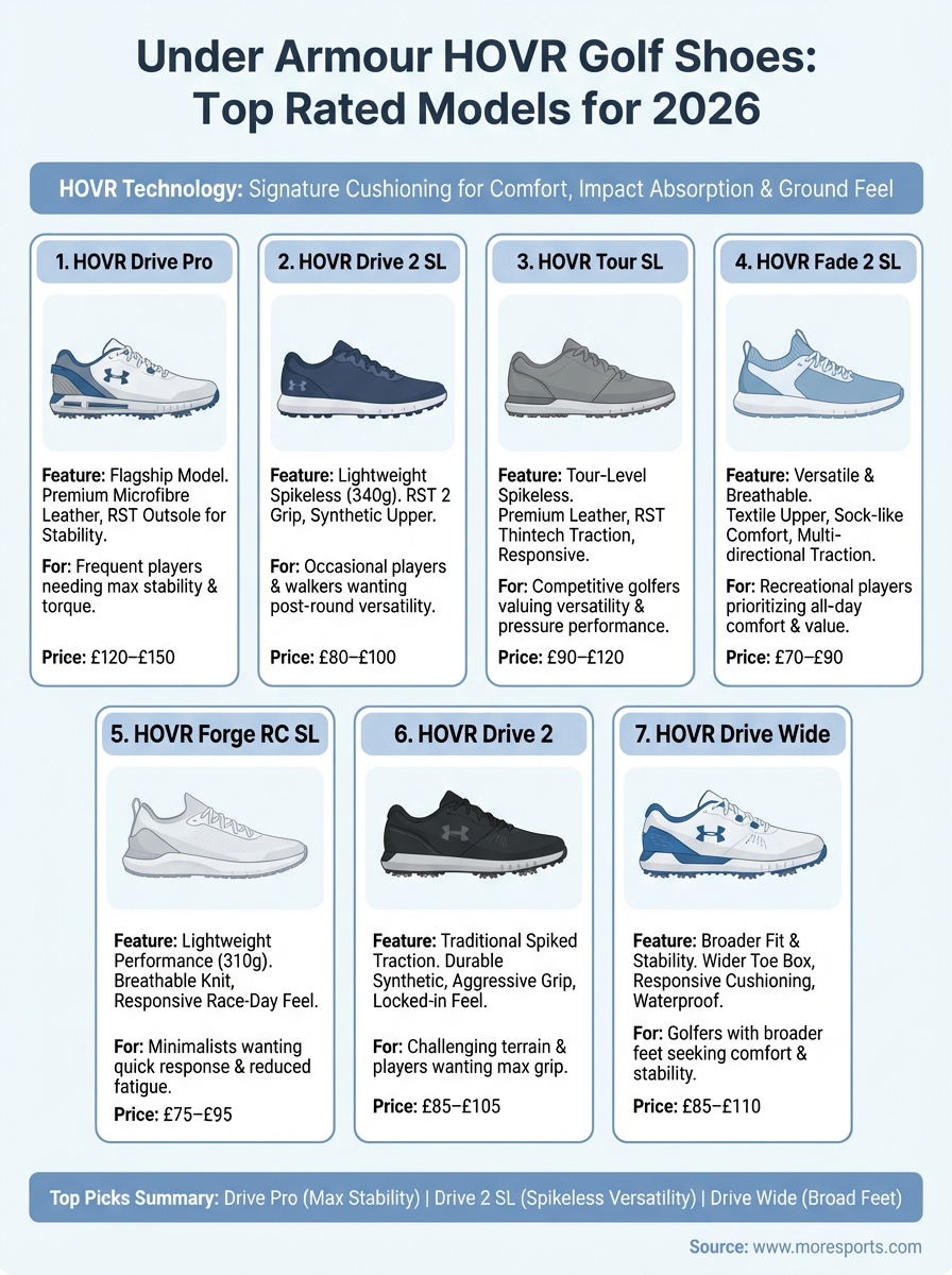 under armour hovr golf shoes infographic