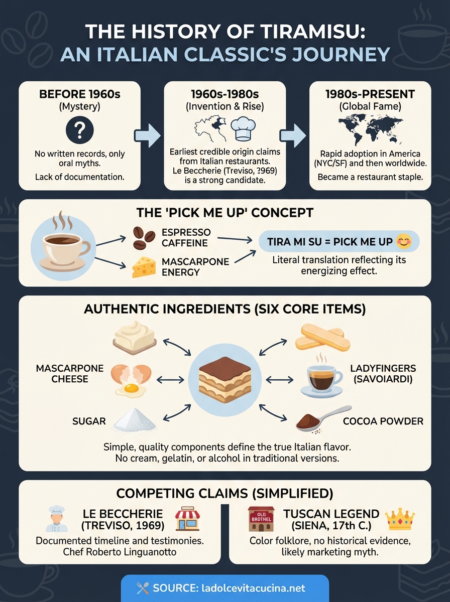 history of tiramisu dessert infographic