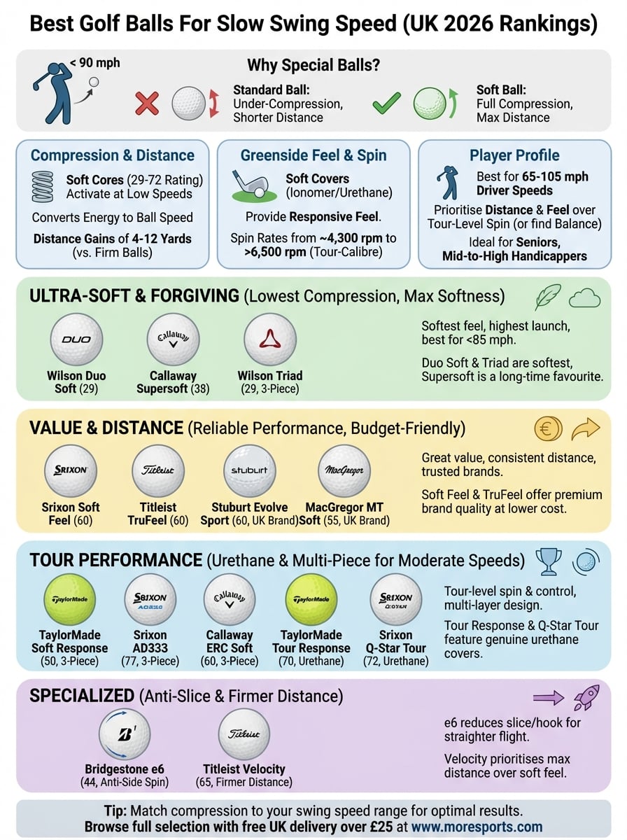 best golf balls for slow swing speed infographic