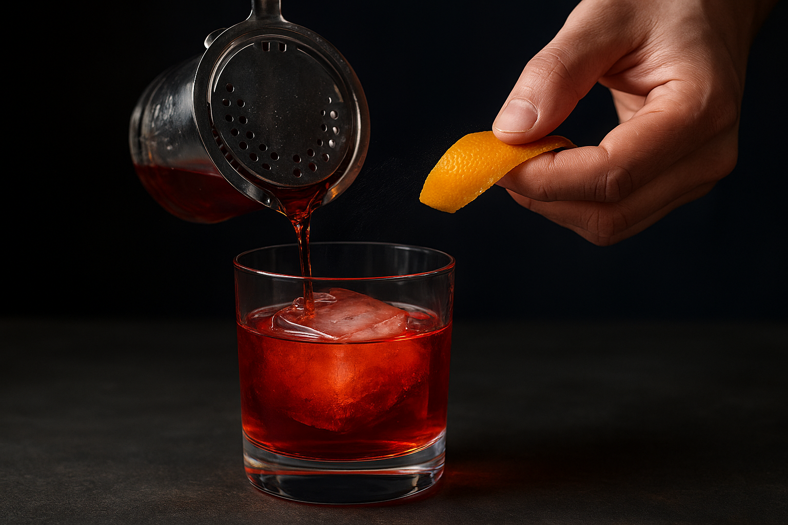 Step 3. Strain and express the orange peel