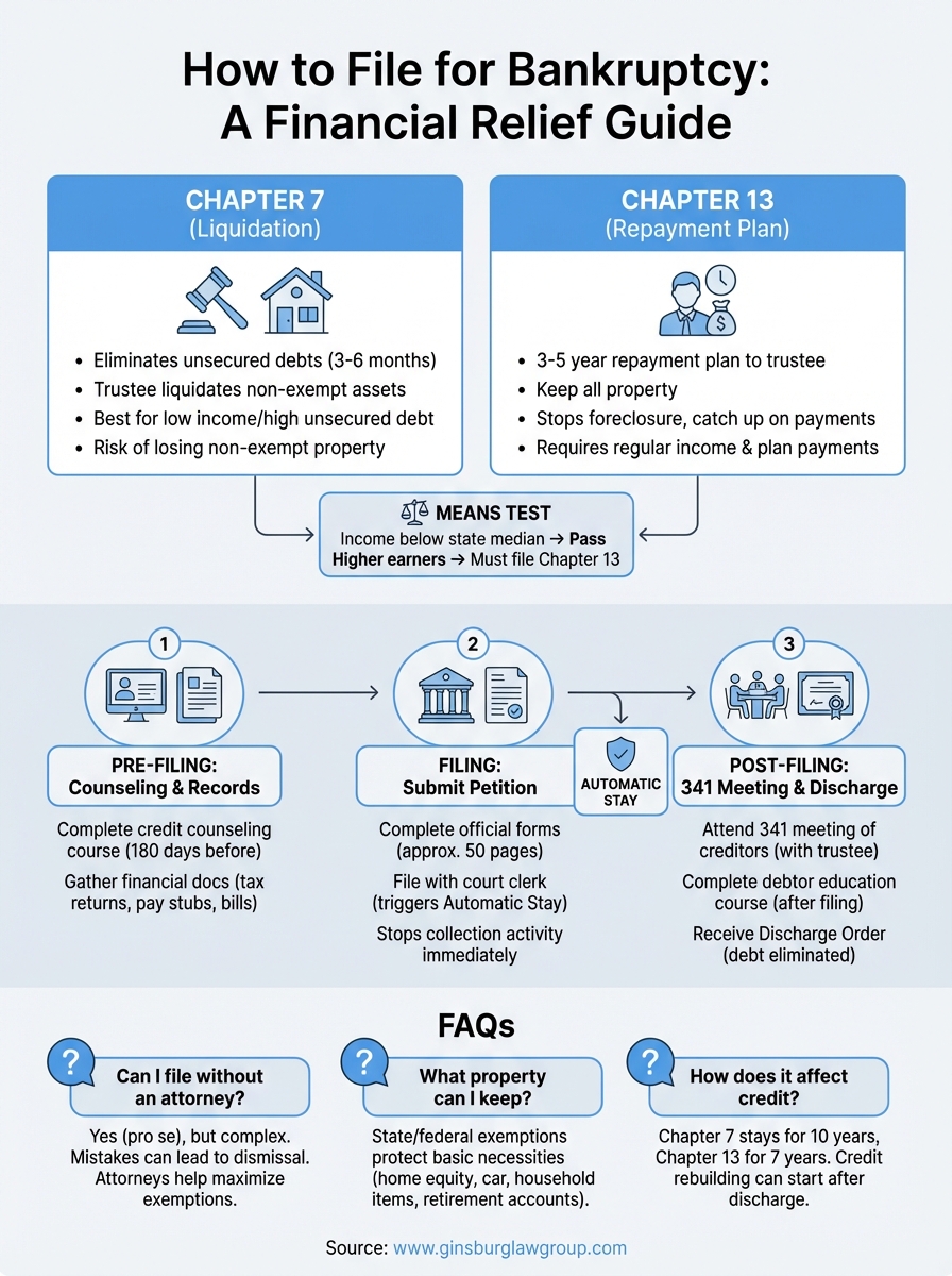 how to file for bankruptcy infographic