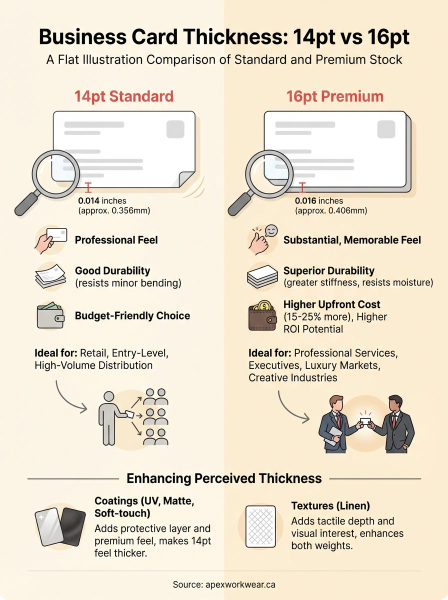 business card thickness 14pt vs 16pt infographic
