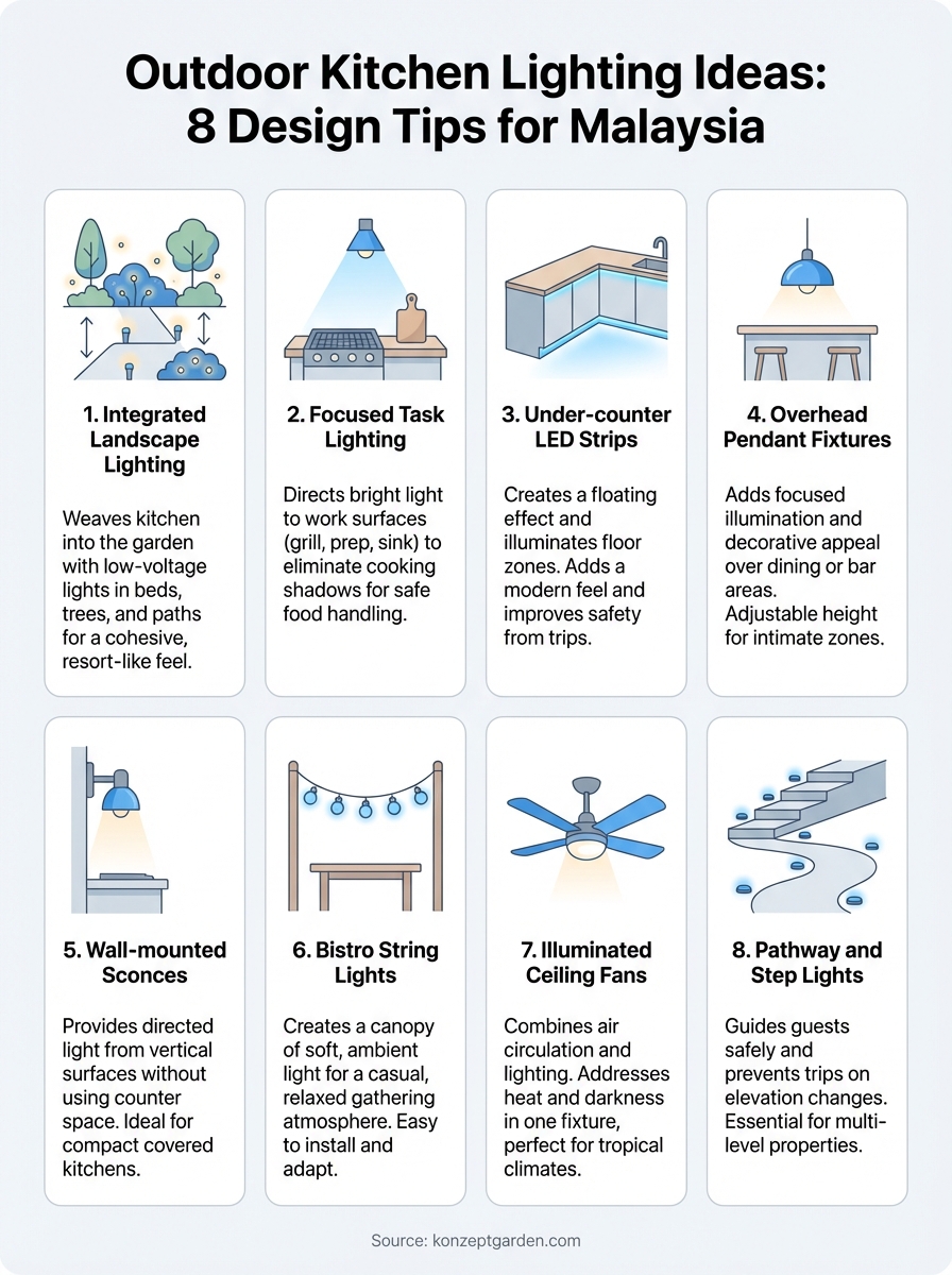 outdoor kitchen lighting ideas infographic
