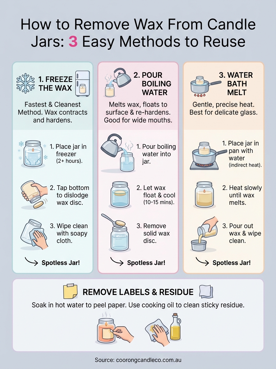 how to remove wax from candle jar infographic
